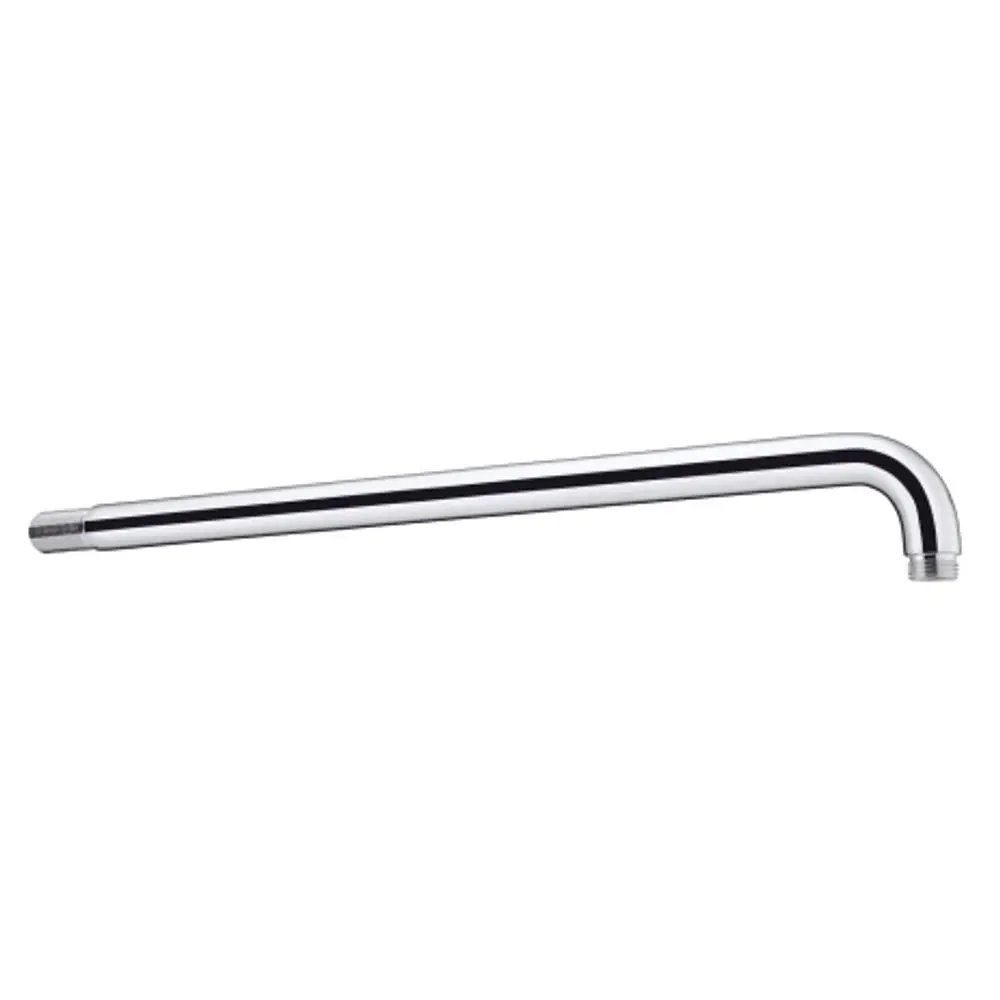 Chromfarbener Brausearm mit einer L-Form, geeignet für die Montage in Duschbereichen. Produkt von Hansgrohe.